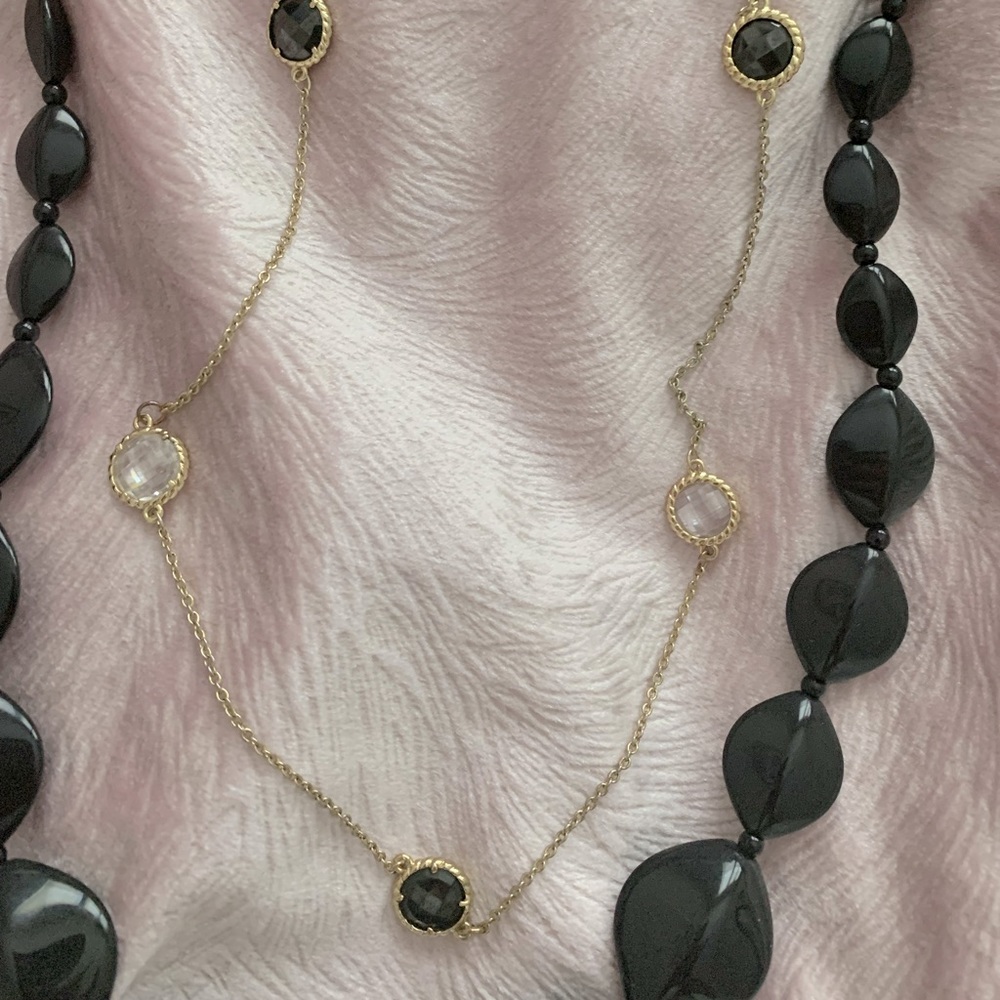 Black and white stone necklace